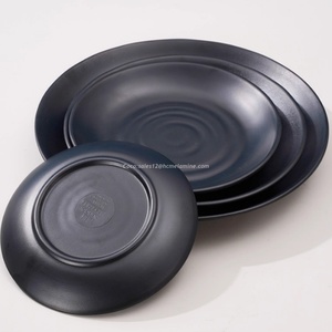 Chất lượng cao không thể phá vỡ bán buôn phục vụ Đen Matte melamine tấm tròn lẩu món ăn lạnh món ăn món ăn nhẹ - Product Image 5