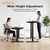 Cadre de bureau télescopique assis-debout à double moteur, pieds de table réglables en hauteur électriquement, télécommande, mémoire, pour la maison et le bureau