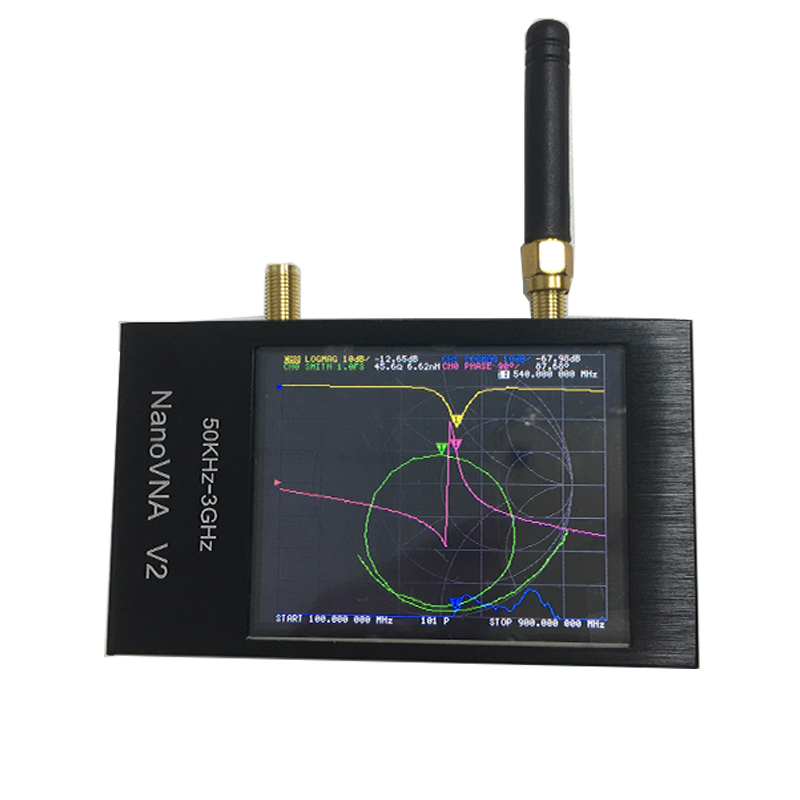 NanoVNA V2 50kHz-3GHz Vector Network Analyzer Antenna Analyzer VNA HF VHF UHF + Al shell Cover + LCD + Adapter