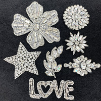 PH174 Patchs en strass thermocollants faits main en verre scintillant et cristal, à dos plat, pour la décoration de chapeaux et de vêtements