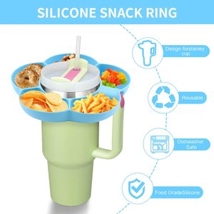 Bandeja de silicona con 5 compartimentos para aperitivos, diseño Flor de Ciruelo, para vaso Stanley de 40 oz con asa - Product Image 6