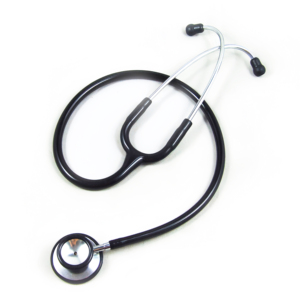 Stéthoscope à double tête, instrument de diagnostic médical, tube noir, embouts auriculaires souples, pièce thoracique, pour usage par médecins et infirmières - Product Image 1