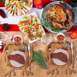 Bandejas de madera navideñas para servir carne, fruta, vino, picnic al aire libre, plato multifuncional para uso doméstico - Product Image 1
