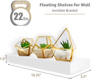 Estantes flotantes de <span class=keywords><strong>madera</strong></span> <span class=keywords><strong>blanca</strong></span> modernos personalizados para pared, estante de exhibición montado en la pared flotante MDF para cocina, dormitorio, sala de estar - Product Image 3