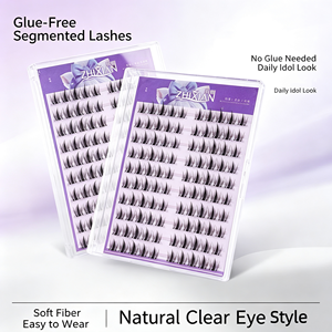 Cils volumineux souples sans colle, 0,05 mm, 100 bouquets, légers, confortables, style naturel sauvage, faux cils - Product Image 1