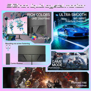 จอเกมมิ่งโค้ง 32 นิ้ว ขายส่งจากโรงงาน ความละเอียด 2K QHD 180Hz แผง VA 2560x1440 จอคอมพิวเตอร์ตั้งโต๊ะ พร้อมขาตั้ง VESA - Product Image 2