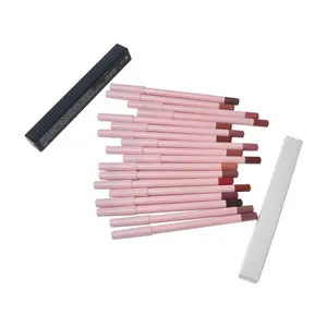 Custom Brown Vegan Creamy Empty Retractable Beauty Glazed Lip Liner Pink Lipliner Container 12 Pcs