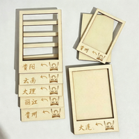Perlengkapan Bahan Magnet Kulkas Kayu DIY Bentuk Stempel Kota, Suvenir Perjalanan, Kerajinan Budaya, Aksesoris untuk Dekorasi Buatan Tangan