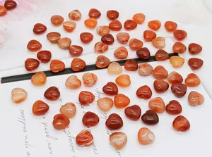 Agate de cornaline rouge polie, pierre précieuse de guérison, amour, cristal de guérison, Mini pierre de poche en forme de cœur, 1 pouce