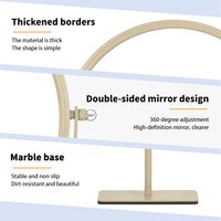 Miroir de maquillage cosmétique de bureau portable personnalisé à double face, rond, avec cadre en métal chromé