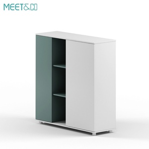 Meuble de bureau modulaire élégant en bois à 2 portes coulissantes, design européen moderne, pour la maison, l'école, l'atelier - Product Image 3