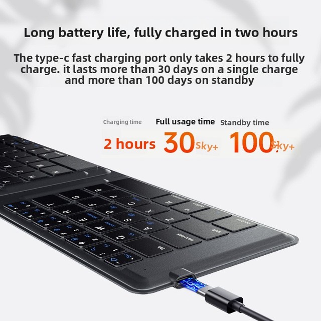 70% off Foldable Leather Case & for Blue-tooth Wireless USB Keyboard for Huawei Mobile Phones Tablets and Laptops