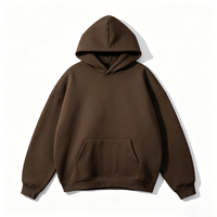Sweat à capuche coupe droite et épaules tombantes en polaire ultra épais, uni, avec poche frontale, pour homme, décontracté, écologique