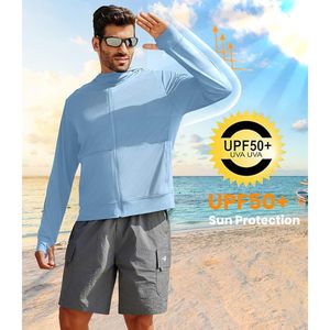 Sudadera con capucha de protección solar UPF 50+ para hombre, con cremallera completa, manga larga, ligera, con protección UV, para senderismo y pesca - Product Image 2