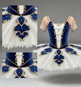 Tutú de Ballet Paquita Hecho a Mano, Color Azul Marino, para Niñas, Disfraz de Danza para Actuaciones Escénicas, Estilo Corte Real, Tutú Clásico Raymonda con Corsé - Product Image 2