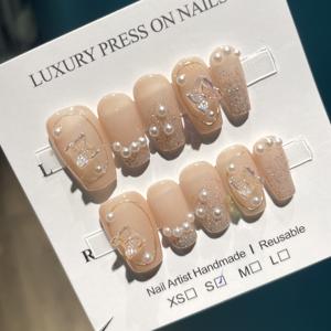 Uñas Postizas en Oferta, Forma Ataúd, Bailarina, Ovaladas, con Diamantes Brillantes, Uñas Artificiales Hechas a Mano, Precio al por Mayor - Product Image 5