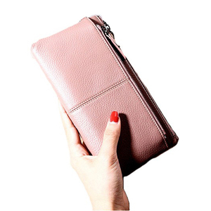 Borsa da <span class=keywords><strong>Donna</strong></span> di Design con Cerniera in Vera Pelle <span class=keywords><strong>Rosa</strong></span>, Pochette da Polso, Mini Borsetta e Portafogli Lunghi per Signore - Product Image 6