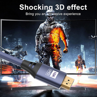 Cable trenzado 16K DP a DP Compatible con FreeSync G-Sync Gaming Monitor PC Soporte 40Gbps UL Listed DisplayPort 2,1 Cable