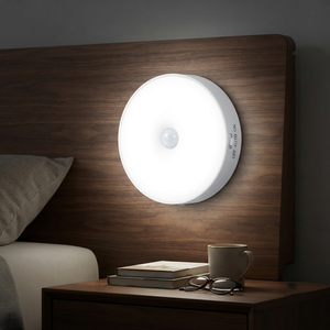 Round <b>LED</b> Night <b>Light</b> Cold White <b>Sensor</b> Control Battery Operated Magnetic Wall Lamp for Bedroom Minimalist Design - Product Image 1
