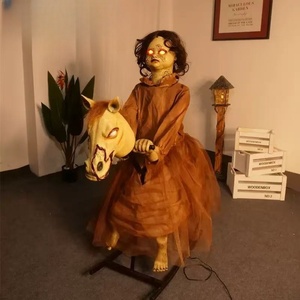 Mua ngôi nhà ma ám Halloween đáng sợ hoạt hình kích thước cuộc sống búp bê bị hỏng W cưỡi ngựa đứng hoạt hình đáng sợ chú hề ma đạo cụ - Product Image 4