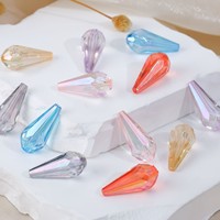 Perles acryliques facettées en forme de goutte d'eau, irisées AB, trou de 2 mm, 11x25 mm, pour vêtements, cheveux, bricolage, fournitures artisanales, vente en gros directe d'usine