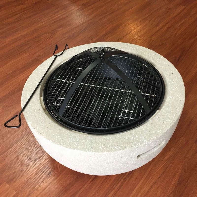 Concrete stone magnesia fire pit Backyard party heater Simple compact brazier stove with lid smokeless utility model
