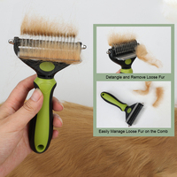 Râteau et peigne démêlant 2-en-1 de luxe intelligent et mignon pour animaux de compagnie - Acier inoxydable et plastique pour un toilettage sûr des chats et des chiens
