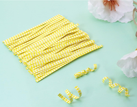 Attache torsadée en plastique jaune Fanxing de 10 cm, à pois, de qualité alimentaire, pour la fermeture des sacs à pâtisserie et desserts
