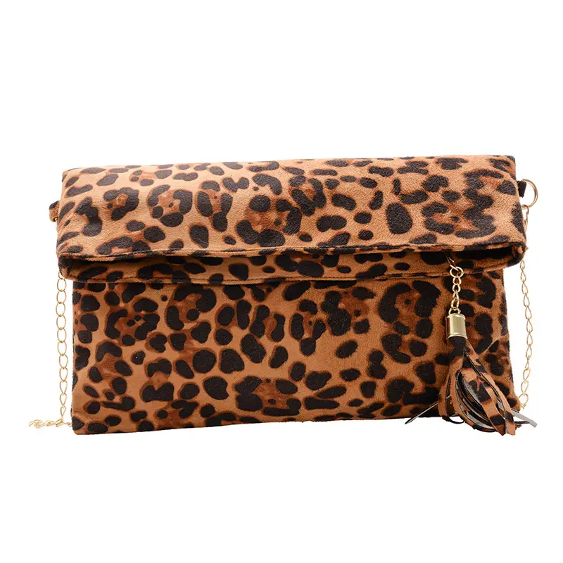 Amazon กระเป๋าผู้หญิงทรงซองจดหมายมีพู่,กระเป๋าทรงซองจดหมายสำหรับผู้หญิงพิมพ์ลายเสือดาว