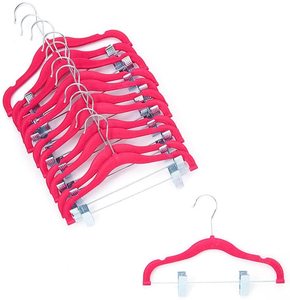 Bebé flocado <span class=keywords><strong>perchas</strong></span> con Clips de metal ropa de bebé <span class=keywords><strong>perchas</strong></span> Ultra delgado antideslizante niños <span class=keywords><strong>perchas</strong></span> - Product Image 3