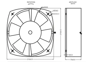 MEIXING พัดลมระบายความร้อน200FZY7-D X 415X70มม. 8นิ้ว210มม. พัดลมดูดอากาศ MEIXING 210 210 V หน้าแปลนเดี่ยว AC Capacitor Flow Axial Fan