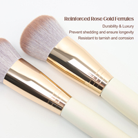 Kit de 11 pinceaux de maquillage blancs, poils véganes, manche en bois, pour fond de teint, fard à paupières, blush, pinceaux cosmétiques professionnels, OEM disponible