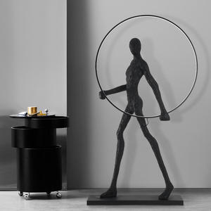Anatomie Lampadaire <span class=keywords><strong>Sport</strong></span> Homme qui marche avec lampes circulaires Sculpture Statue Lampadaires Anneau Foursquare Lighting - Product Image 4