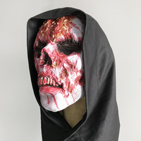 Masque de crâne sanglant d'horreur pour Halloween, zombie mutant, en latex, avec sang coulant, accessoires pour maison hantée