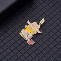 Pendentif en argent 925 Hip Hop Père Noël personnalisé NFT dessin animé en zircon avec placage or/rhodium - Cadeau