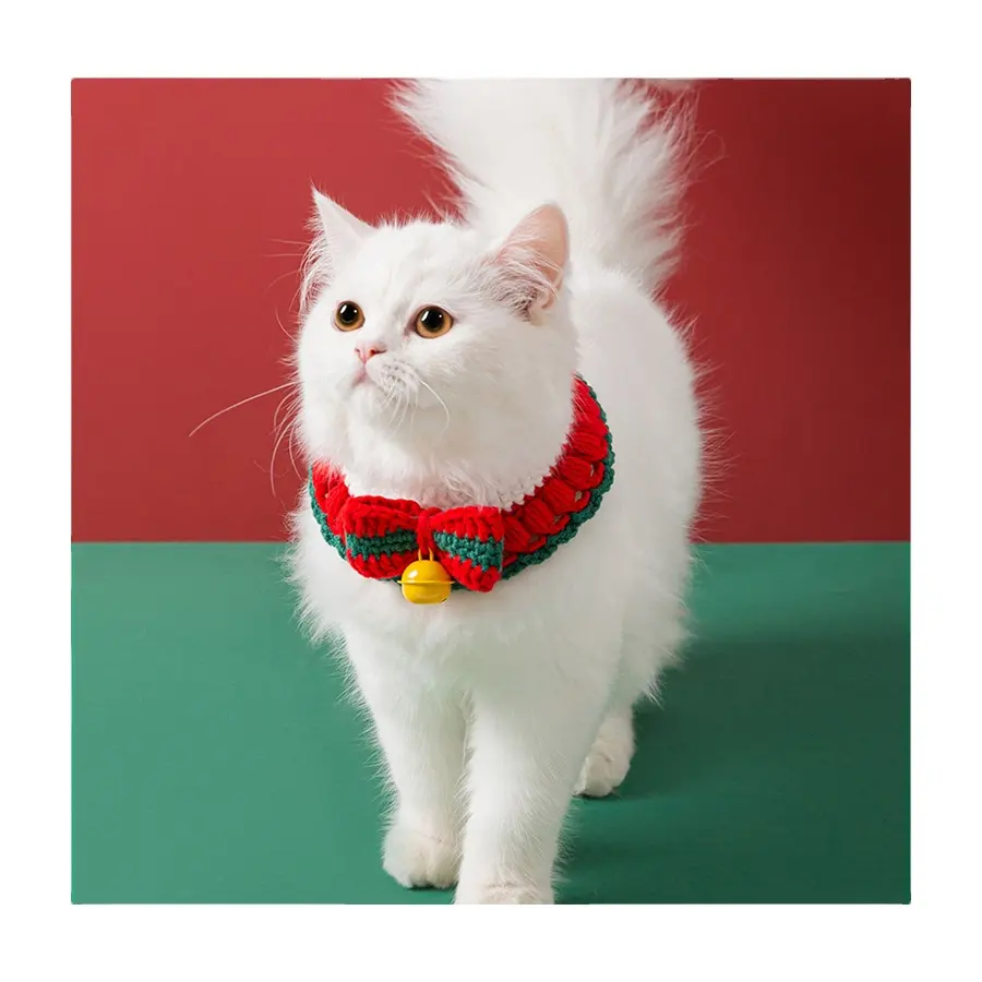 ปลอกคอสุนัขและผ้าพันคอคริสมาสต์แมว,เครื่องประดับคอปลอกคอสุนัขขนาดเล็กเครื่องประดับคอแหวนอุปกรณ์สำหรับสัตว์เลี้ยง