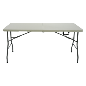 Table de plage pliante compacte en plastique blanc léger de 5 pieds pour pique-nique, barres de sable, salle à manger au bord de la piscine - Product Image 1