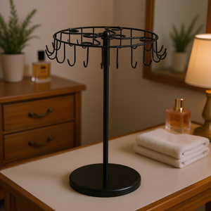 Expositor Giratorio Negro para Joyas, Organizador de Collares y Pulseras de Metal, Soporte de Exhibición para Uso Doméstico - Product Image 2