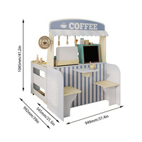 Zongheng Blue Diecast Mini-ensemble de jeu de rôle pour bébé, thème café double face, en bois, pour cuisine de bureau, cadeau