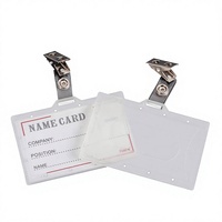 Porte-badge d'identification en plastique dur transparent populaire Foska Porte-badge d'étiquette de nom transparent en PP avec clips en métal
