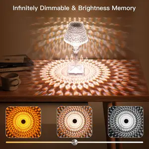 Decoratieve Touch Acryl Oplaadbare Draadloze Kristal Nachtkastje Lamp