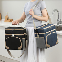 Sac à lunch en polyester avec doublure en aluminium, fermetures éclair robustes, grande capacité, glacière pour le déjeuner des ouvriers du bâtiment