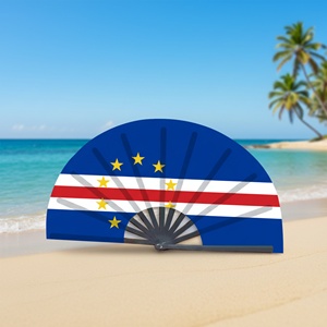 Éventails pliants personnalisés en plastique et bambou avec logo imprimé, drapeau national, pour souvenirs, vente en gros - Product Image 1