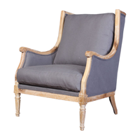 French Country Linen Club Massiver Holz sessel Antiker Akzents tuhl Einzel couch Wohnzimmer Sofa