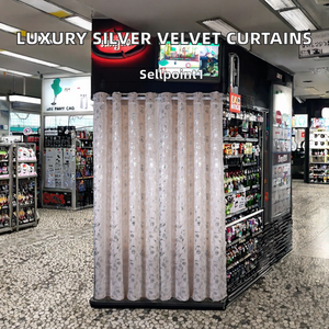 Rancho Factory Price Wholesales Luxury Grommet Modern Home Silver <b>Foil</b> Printing Hot Stamping Velvet Curtains 100% Polyester - Product Image 2