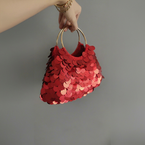 กระเป๋าถือทำมือจากอินเดีย ยี่ห้อ MS Handicraft รับรองคุณภาพ ประดับลูกปัดแก้วหลากสี ดีไซน์สั่งทำได้ พร้อมหูหิ้วแบบถือได้ เหมาะสำหรับใช้ในชีวิตประจำวัน - Product Image 1