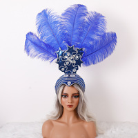 Coiffe personnalisable en plumes de couleur avec décoration étoile en strass pour la danse de la samba, les défilés, les costumes de fête et les spectacles