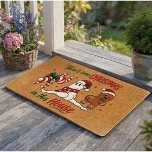 Tapete de Entrada Cangming, Imitación de Fibra de Coco, Lavable, Antideslizante, para Puerta Principal, Diseño Navideño de Dibujos Animados - Product Image 1