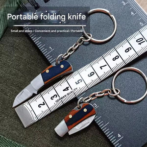 Couteau de camping pliable miniature léger en acier inoxydable avec poignée en bois pour déballer les colis - Product Image 2