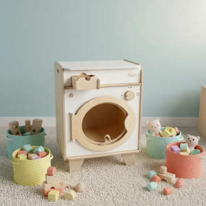 Ensemble de cuisine de simulation pour enfants, réfrigérateur, machine à laver, jouet en bois unisexe de style nordique, pour les enfants de 5 à 7 ans - Product Image 5